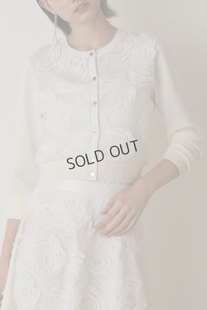 画像1: {SOLD}グレースコンチネンタル｜GRACE CONTINENTAL  ローズ刺繍ニットカーディガン{-BES}