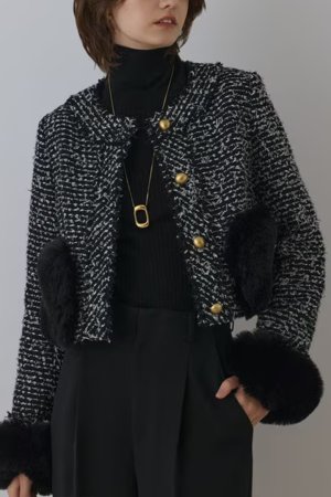 画像1: グレースコンチネンタル｜GRACE CONTINENTAL  ツイードコンビジャケット{-BEA}