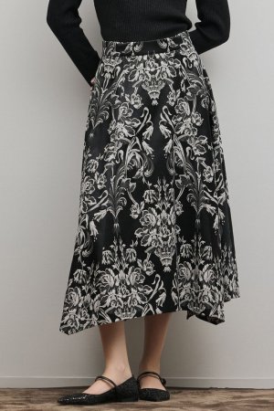 画像1: グレースコンチネンタル｜GRACE CONTINENTAL  オーナメントジャガードハンカチヘムスカート{-BFS}