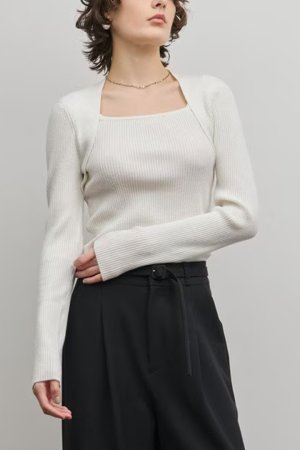 画像1: グレースコンチネンタル｜GRACE CONTINENTAL  スクエアリブニットトップ{-BFS}