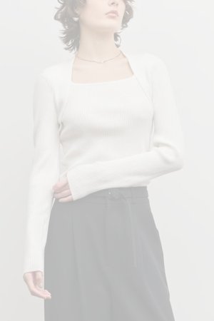画像1:  {SOLD} グレースコンチネンタル｜GRACE CONTINENTAL  スクエアリブニットトップ{-BFS}