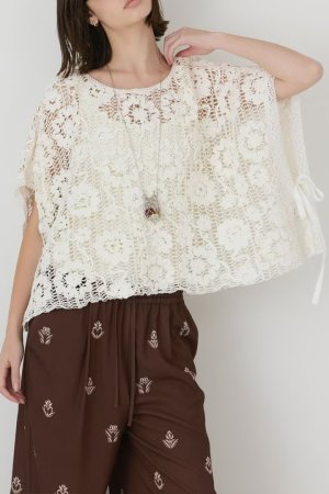 画像6: グレースコンチネンタル｜GRACE CONTINENTAL  メッシュエンブロイダリーポンチョトップ {-BFA}