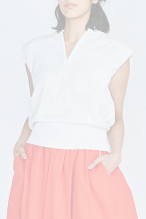 画像1:  {SOLD} DOUBLE STANDARD CLOTHING ダブルスタンダードクロージング DSC / シフォン＋ポンチ異素材トップス{-BBS}