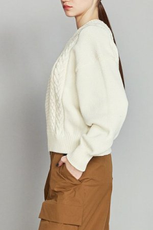 画像2: 【 40%OFF セール40,700円→24,420円】 ダブスタ ダブルスタンダードクロージング｜DOUBLE STANDARD CLOTHING DSC / バイカラーケーブルニット{-BCA}