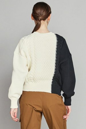 画像3: 【 40%OFF セール40,700円→24,420円】 ダブスタ ダブルスタンダードクロージング｜DOUBLE STANDARD CLOTHING DSC / バイカラーケーブルニット{-BCA}