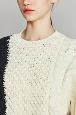 画像4: 【 40%OFF セール40,700円→24,420円】 ダブスタ ダブルスタンダードクロージング｜DOUBLE STANDARD CLOTHING DSC / バイカラーケーブルニット{-BCA}