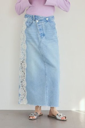 画像4: グレースコンチネンタル｜GRACE CONTINENTAL グレースクラス GRACE CLASS サイドレースデニムスカート{-BFS}