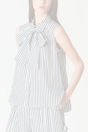 画像1:  {SOLD} グレースコンチネンタル｜GRACE CONTINENTAL グレースクラス GRACE CLASS ヒッコリージャガードボウタイブラウス{-BFA}