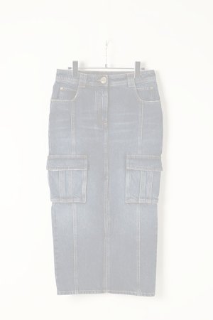 画像1:   BALMAIN バルマン BF2 SKIRT DENIM H-WAIST LONG{-BJA}