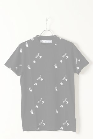 画像1:   Off-white オフホワイト OW ALLOVER S/S SLIM TEE{0MAA027R21JER012-BK-BAS}