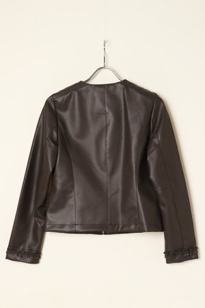 画像3: 【 40%OFF セール53,900円→32,340円】 DOUBLE STANDARD CLOTHING ダブルスタンダードクロージング Sov. / フェイクレザーフリルノーカラージャケット{-BBA}