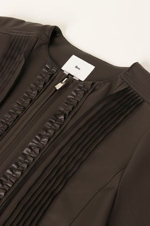 画像4: 【 40%OFF セール53,900円→32,340円】 DOUBLE STANDARD CLOTHING ダブルスタンダードクロージング Sov. / フェイクレザーフリルノーカラージャケット{-BBA}