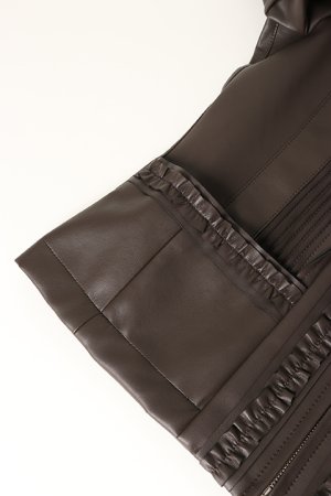 画像6: 【 40%OFF セール53,900円→32,340円】 DOUBLE STANDARD CLOTHING ダブルスタンダードクロージング Sov. / フェイクレザーフリルノーカラージャケット{-BBA}