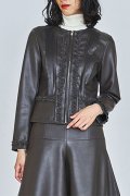 【 30%OFF セール｜53,900円→37,730円】 DOUBLE STANDARD CLOTHING ダブルスタンダードクロージング Sov. / フェイクレザーフリルノーカラージャケット{-BBA}