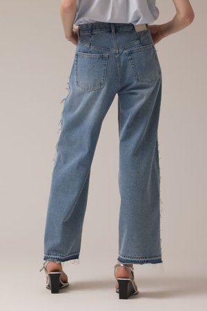 画像6: ★取り寄せリクエスト注文受付中★ グレースコンチネンタル｜GRACE CONTINENTAL ダイアグラム DIAGRAM  リメイクストレートデニムパンツ{-BEA}