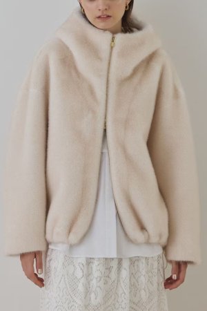 画像1: グレースコンチネンタル｜GRACE CONTINENTAL ダイアグラム DIAGRAM  フェイクミンクフードジャケット{-BEA}