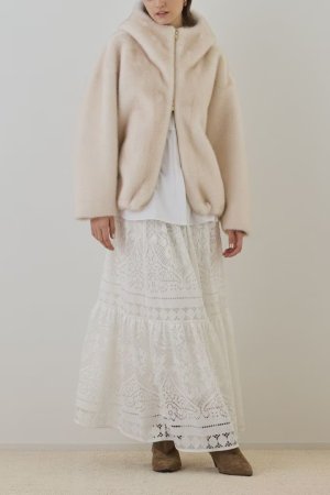 画像2: グレースコンチネンタル｜GRACE CONTINENTAL ダイアグラム DIAGRAM  フェイクミンクフードジャケット{-BEA}