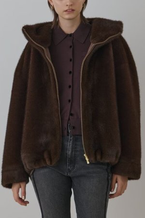 画像1: グレースコンチネンタル｜GRACE CONTINENTAL ダイアグラム DIAGRAM  フェイクミンクフードジャケット{-BEA}