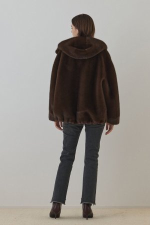 画像7: グレースコンチネンタル｜GRACE CONTINENTAL ダイアグラム DIAGRAM  フェイクミンクフードジャケット{-BEA}