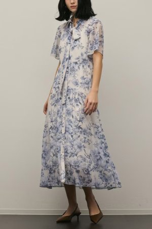 画像3: グレースコンチネンタル｜GRACE CONTINENTAL ダイアグラム DIAGRAM  フラワープリントシャツフレアワンピース{-BFS}