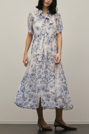 画像5: グレースコンチネンタル｜GRACE CONTINENTAL ダイアグラム DIAGRAM  フラワープリントシャツフレアワンピース{-BFS}