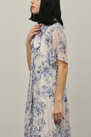 画像8: グレースコンチネンタル｜GRACE CONTINENTAL ダイアグラム DIAGRAM  フラワープリントシャツフレアワンピース{-BFS}