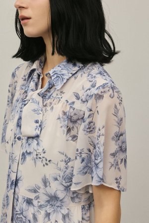 画像13: グレースコンチネンタル｜GRACE CONTINENTAL ダイアグラム DIAGRAM  フラワープリントシャツフレアワンピース{-BFS}