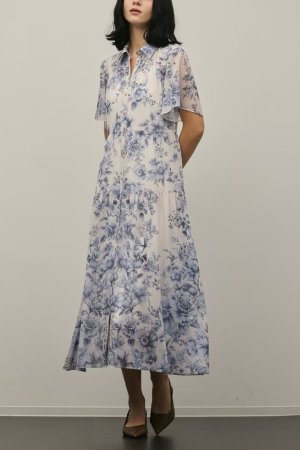 画像17: グレースコンチネンタル｜GRACE CONTINENTAL ダイアグラム DIAGRAM  フラワープリントシャツフレアワンピース{-BFS}