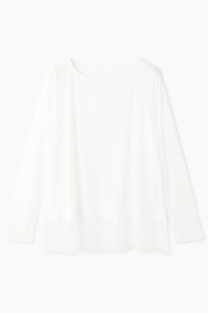 画像1:  {SOLD} グレースコンチネンタル｜GRACE CONTINENTAL ダイアグラム DIAGRAM  レースヘムテレコカットトップ{-BFA}