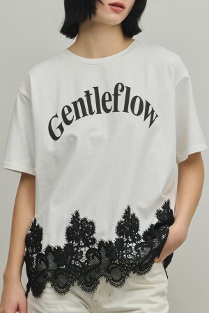 画像2: グレースコンチネンタル｜GRACE CONTINENTAL ダイアグラム DIAGRAM  レースヘムロゴTシャツ{-BFS}