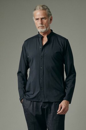 画像1: junhashimoto ジュンハシモト BANDCOLLAR SHIRT{-BEA}