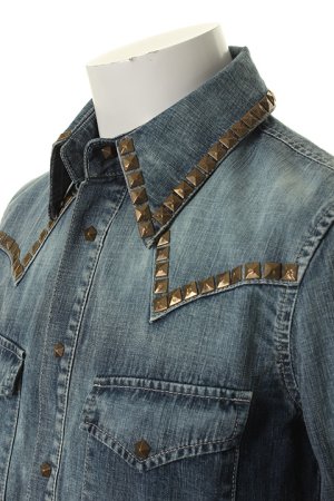 画像4: 【 50%OFF セール59,400円→29,700円】 ISAMU KATAYAMA BACKLASH イサムカタヤマバックラッシュ ASH ライトオンスデニム+ピッグレザー スタッズウエスタンシャツ{-AFA}