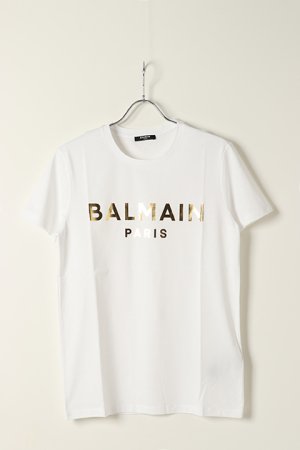 画像1: BALMAIN バルマン BH1 T-SHIRTS GOLD FOIL LOGO{11EF000B065-OFA-BAS}