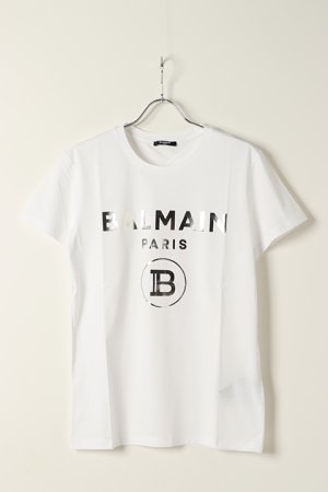 画像1: BALMAIN バルマン BH1 T-SHIRTS SILVER FOIL LOGO{11EFM00B066-OFA/11EF000B066-OFA-BAS}