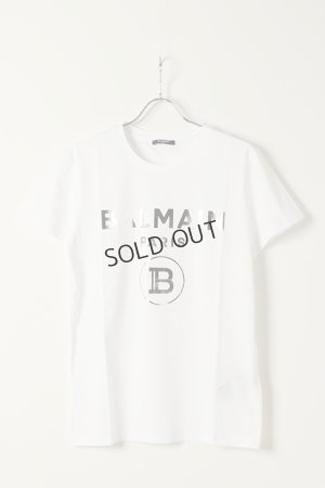画像1: {SOLD}BALMAIN バルマン BH1 T-SHIRTS SILVER FOIL LOGO{11EFM00B066-OFA/11EF000B066-OFA-BAS}