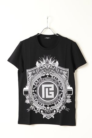 画像1: BALMAIN バルマン BH2 T-SHIRTS BLAZON PRINT{11EF000G059-EAB-BAS}