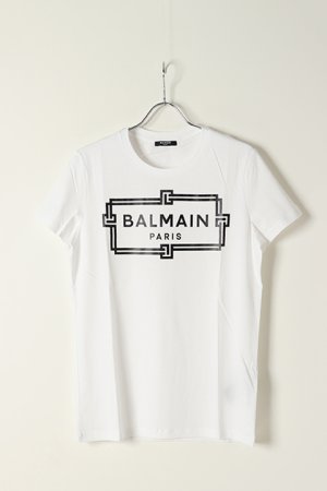 画像1: BALMAIN バルマン BH2 T-SHIRTS FRAME-LOGO{11EF000G065-GAB-BAS}