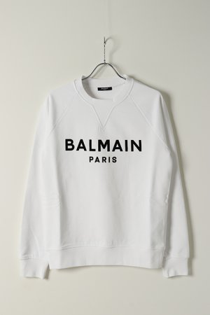 画像1: 【 30%OFF セール｜78,100円→54,670円】 BALMAIN バルマン BH2 C&S SWEAT FLOCKY LOGO{11JQ005B042/11JQM05B042-OFA-BAS}