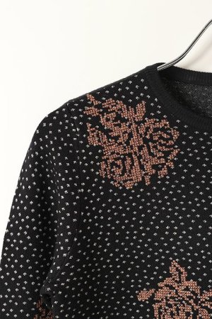 画像2: 【 50%OFF セール｜26,400円→13,200円】 グレースコンチネンタル｜GRACE CONTINENTAL ローズ刺繍ニットトップ{0120443176-27BLK-BJA}