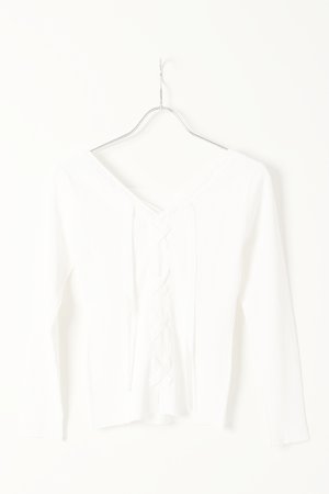 画像4:  {SOLD} グレースコンチネンタル｜GRACE CONTINENTAL レースアップリブニットトップ{0121143043-01WHT-BAS}