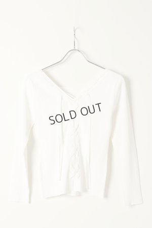 画像4: {SOLD}グレースコンチネンタル｜GRACE CONTINENTAL レースアップリブニットトップ{0121143043-01WHT-BAS}