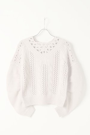 画像1:   グレースコンチネンタル｜GRACE CONTINENTAL ケーブルメッシュニットトップ{0121143096-03BEG-BAS}