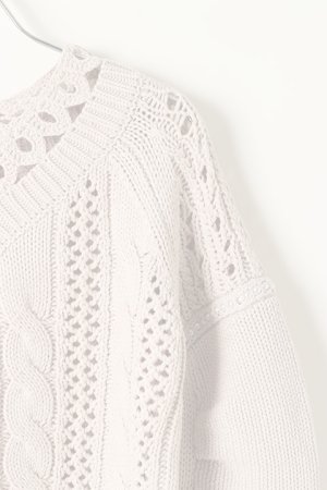 画像2:   グレースコンチネンタル｜GRACE CONTINENTAL ケーブルメッシュニットトップ{0121143096-03BEG-BAS}