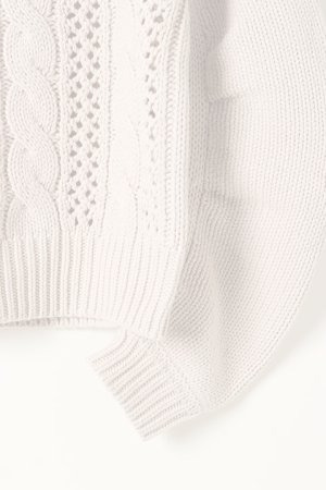 画像3:   グレースコンチネンタル｜GRACE CONTINENTAL ケーブルメッシュニットトップ{0121143096-03BEG-BAS}