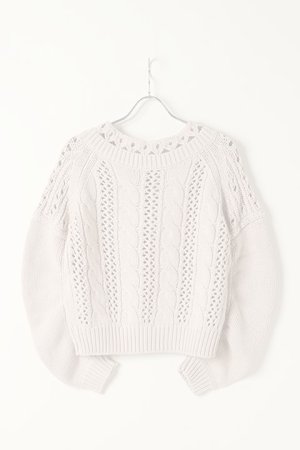 画像5:   グレースコンチネンタル｜GRACE CONTINENTAL ケーブルメッシュニットトップ{0121143096-03BEG-BAS}