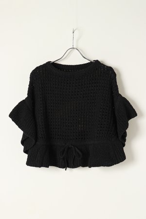 画像1: グレースコンチネンタル｜GRACE CONTINENTAL メッシュフリルニットトップ{0121243025-27BLK-BAS}