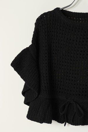 画像3: グレースコンチネンタル｜GRACE CONTINENTAL メッシュフリルニットトップ{0121243025-27BLK-BAS}