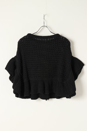 画像5: グレースコンチネンタル｜GRACE CONTINENTAL メッシュフリルニットトップ{0121243025-27BLK-BAS}
