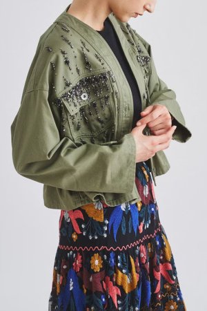 画像3: 【 40%OFF セール49,500円→29,700円】 グレースコンチネンタル｜GRACE CONTINENTAL ビジューノーカラーアーミージャケット{0122301096-19KHA-BBA}