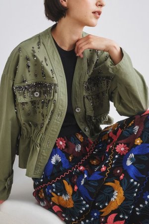 画像6: 【 40%OFF セール49,500円→29,700円】 グレースコンチネンタル｜GRACE CONTINENTAL ビジューノーカラーアーミージャケット{0122301096-19KHA-BBA}